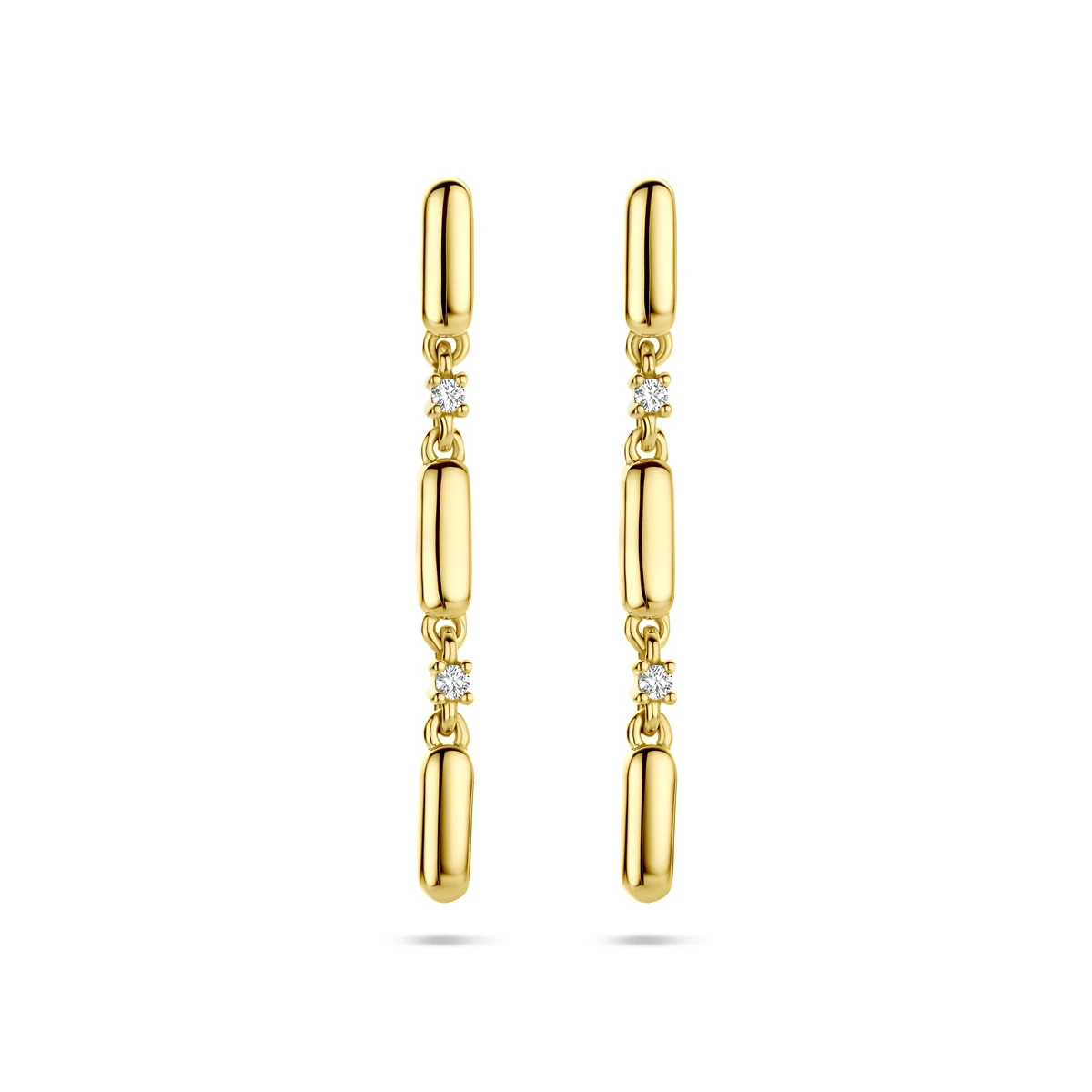 oorhangers diamant 0.06ct (2x 0.03ct) h si 32 mm 14K geelgoud