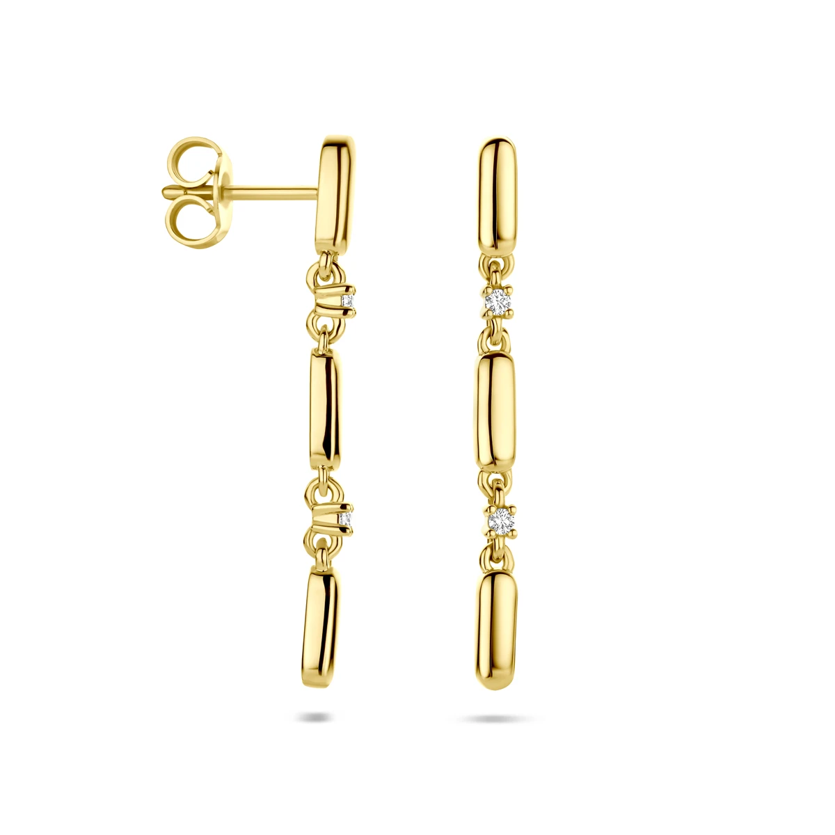 oorhangers diamant 0.06ct (2x 0.03ct) h si 32 mm 14K geelgoud