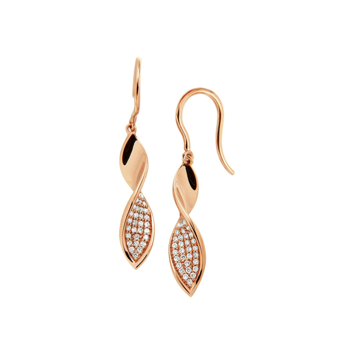 oorhangers diamant 0.24ct (2x0.12ct) h si 14K roségoud