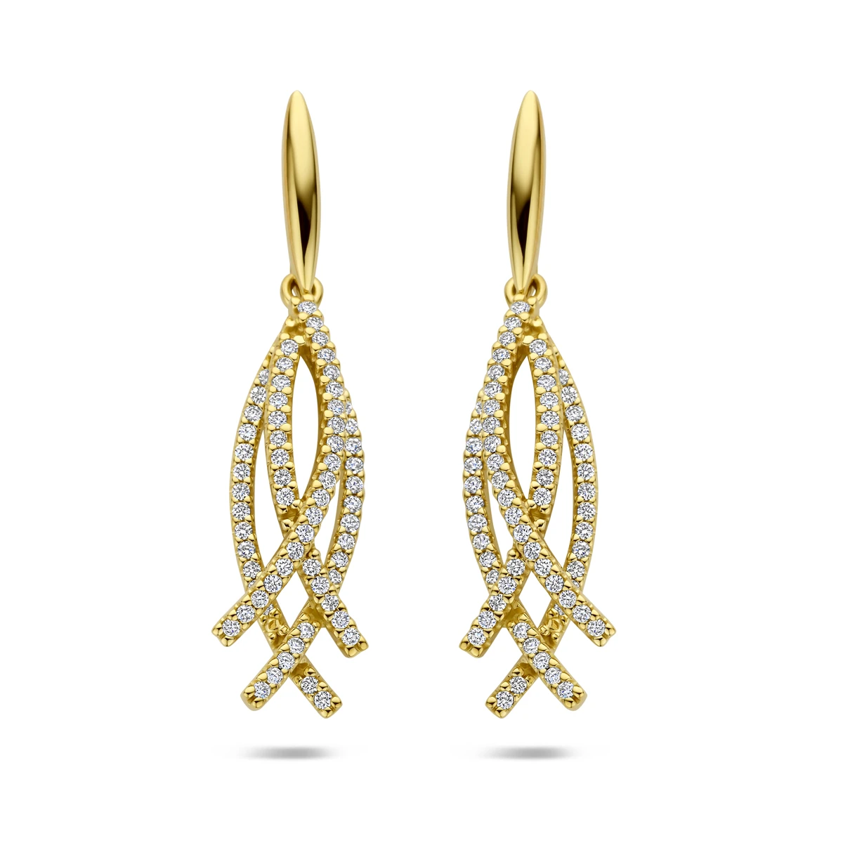 oorhangers diamant 0.50ct (2x 0.25ct) h si 34 mm 14K geelgoud