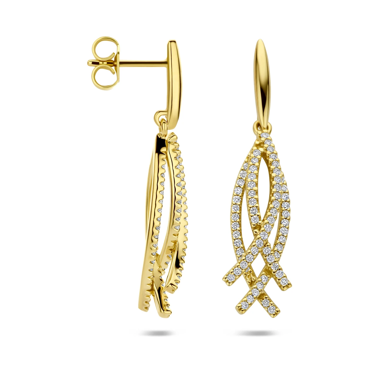 oorhangers diamant 0.50ct (2x 0.25ct) h si 34 mm 14K geelgoud