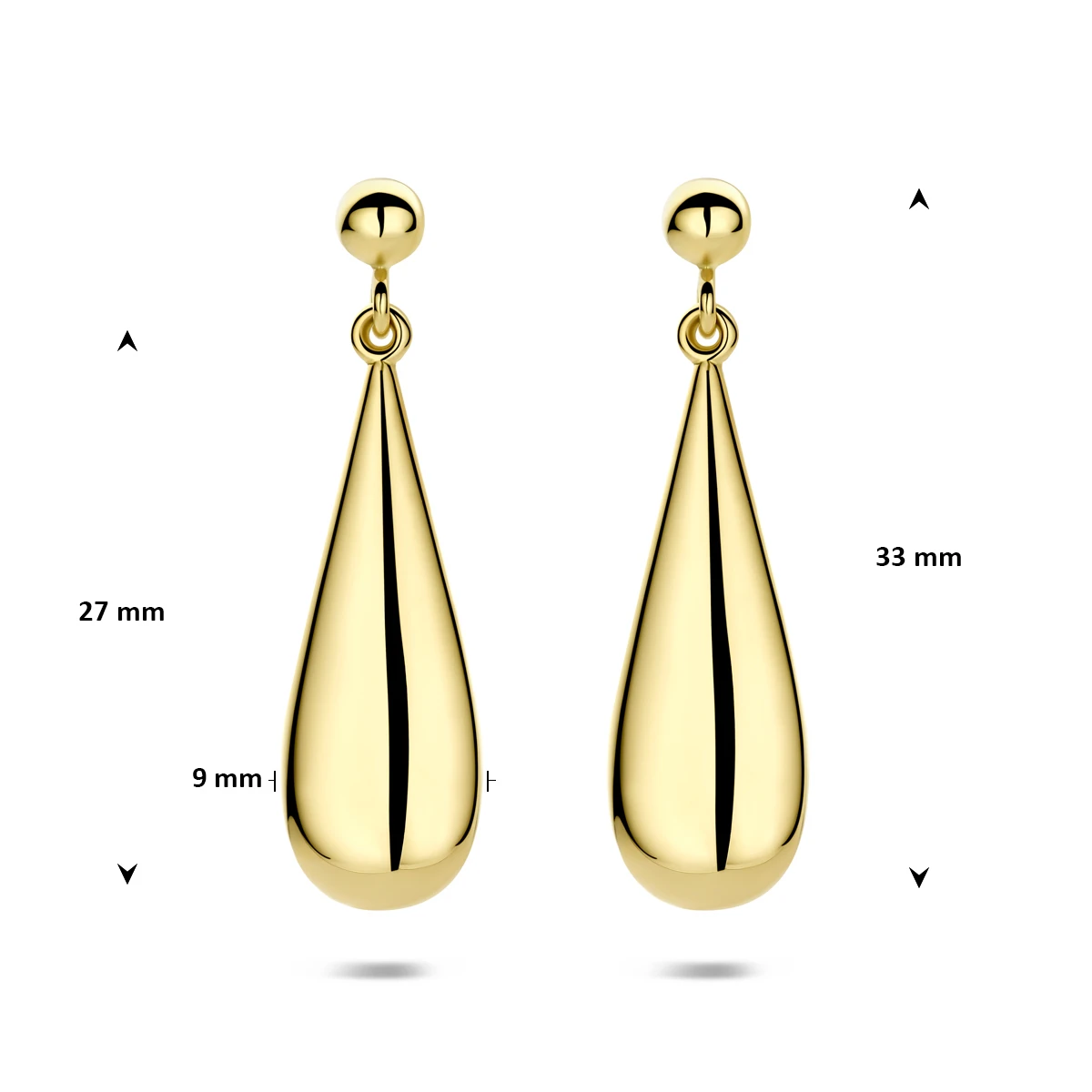 oorhangers druppel 33 mm 14K geelgoud