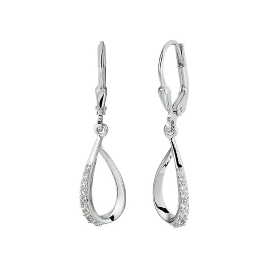 oorhangers druppel zirkonia brisur haak zilver gerhodineerd