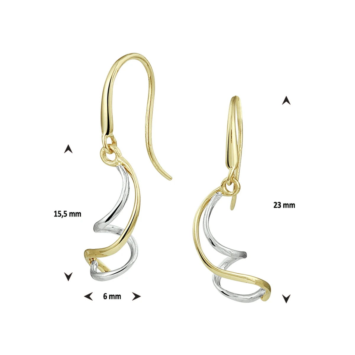 oorhangers franse haak 14K bicolor goud geel/wit