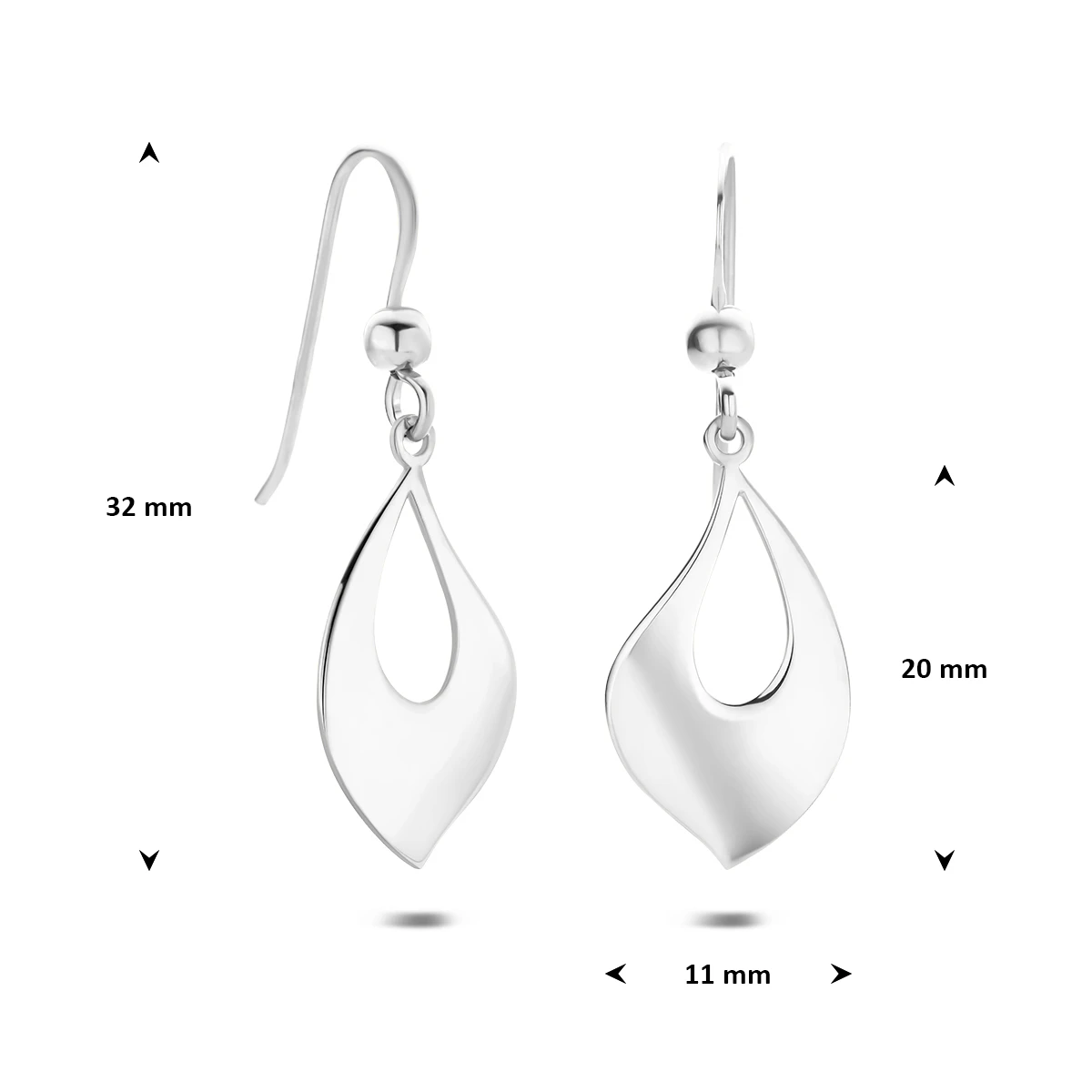 oorhangers franse haak 20 mm zilver gerhodineerd