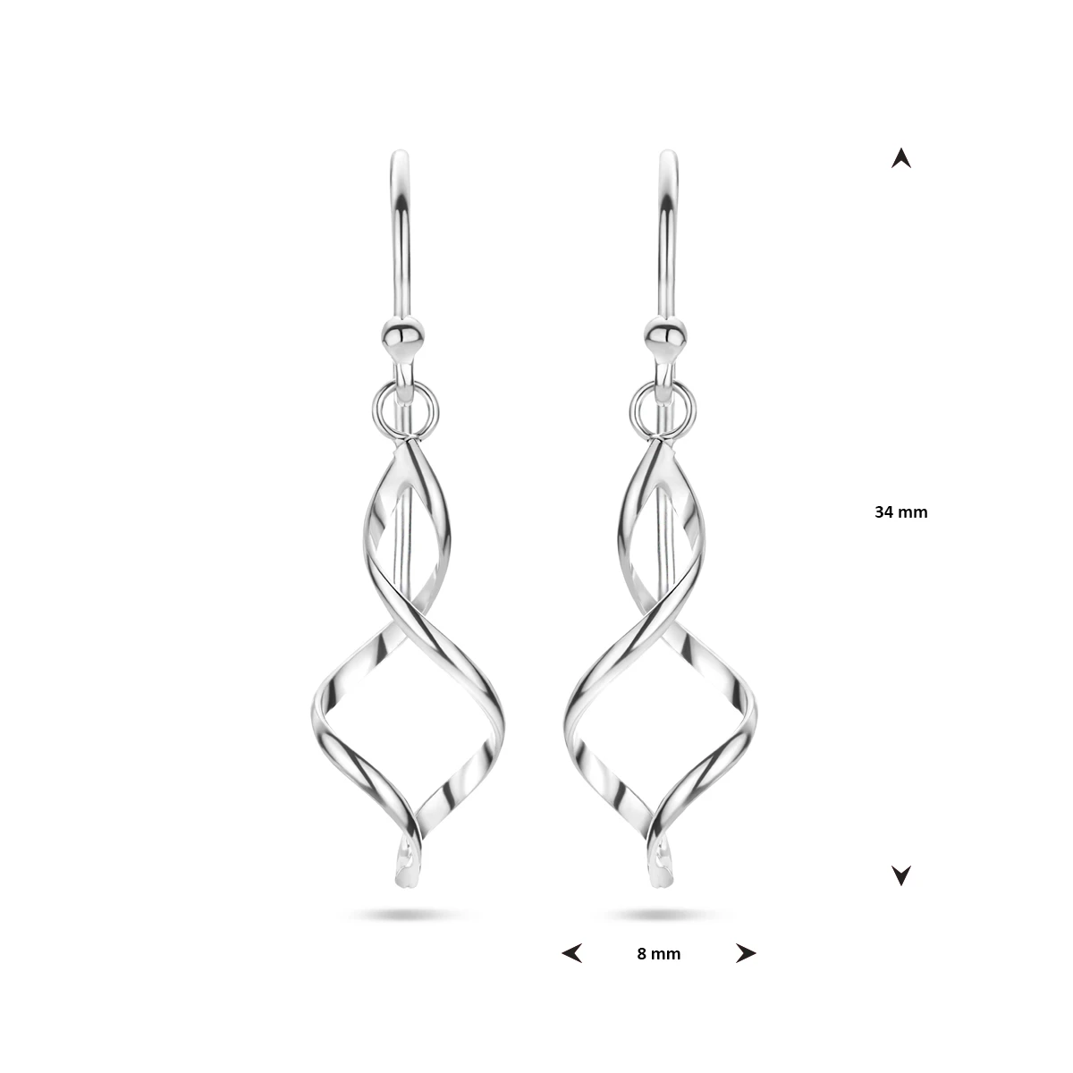 oorhangers franse haak 34 mm zilver gerhodineerd