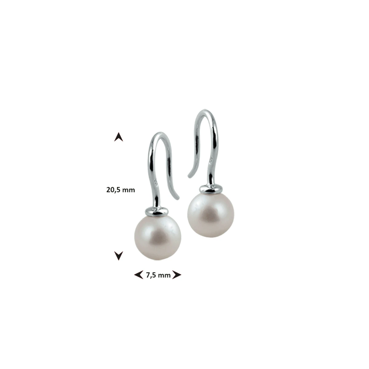 oorhangers franse haak parel zilver gerhodineerd