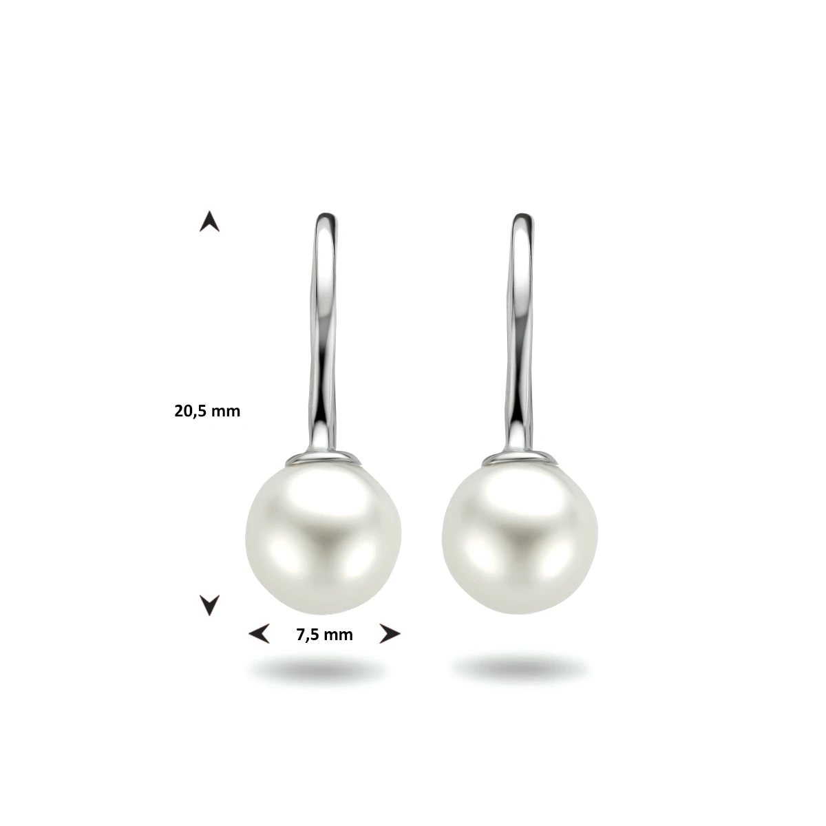 oorhangers franse haak parel zilver gerhodineerd