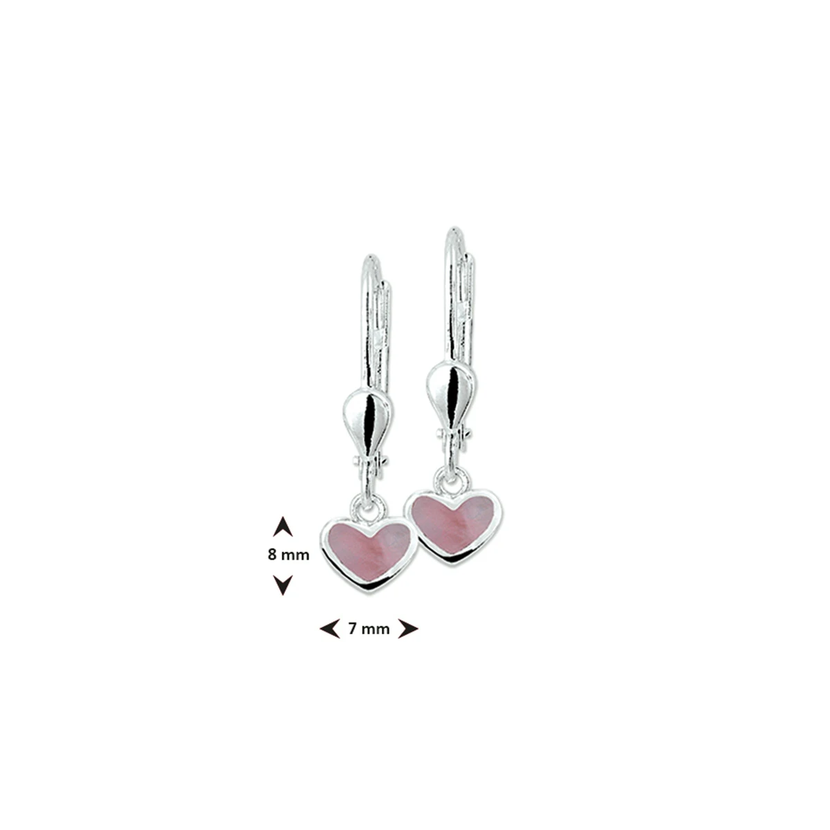 oorhangers hart brisur haak zilver wit