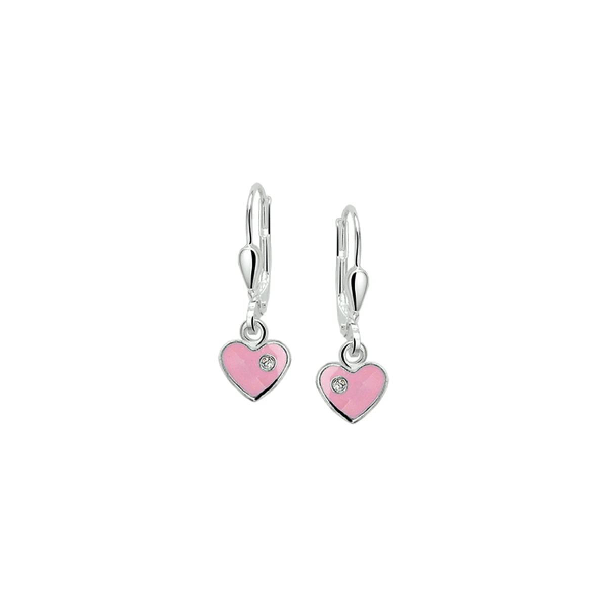 oorhangers hart en zirkonia brisur haak 21 mm zilver gerhodineerd
