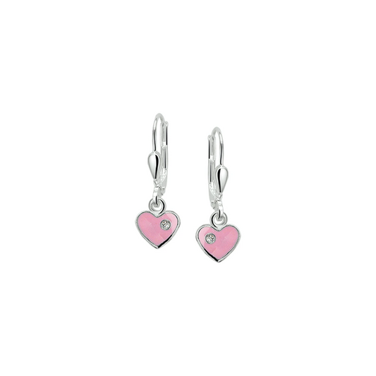 oorhangers hart en zirkonia brisur haak 21 mm zilver gerhodineerd