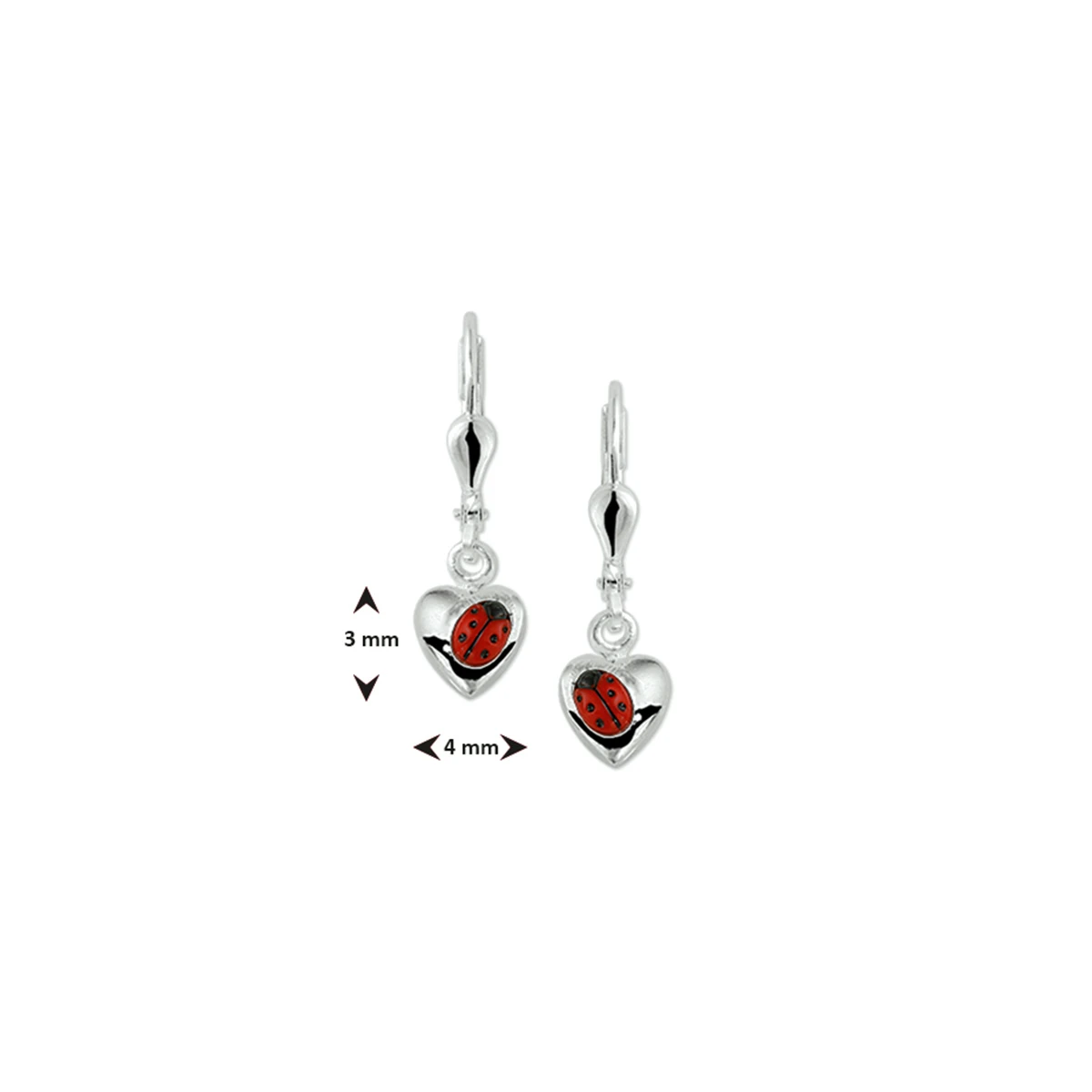 oorhangers hart lieveheersbeestje brisur haak zilver wit