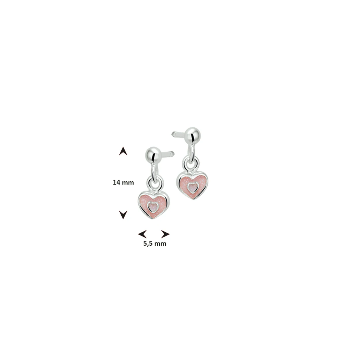 oorhangers hart zilver wit