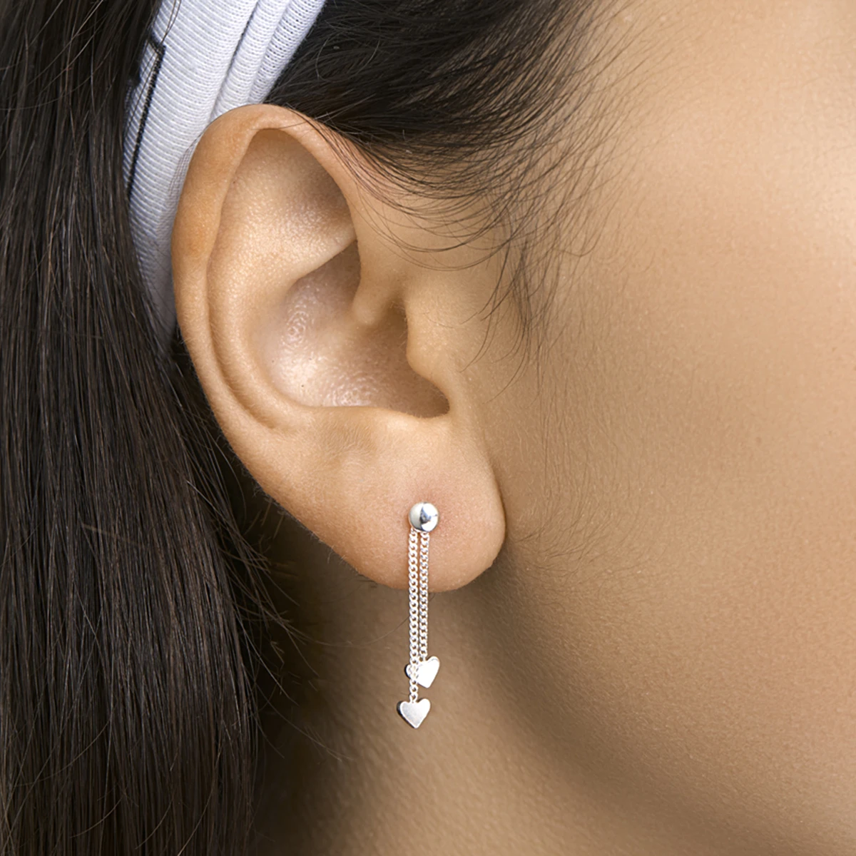 oorhangers hart zilver wit