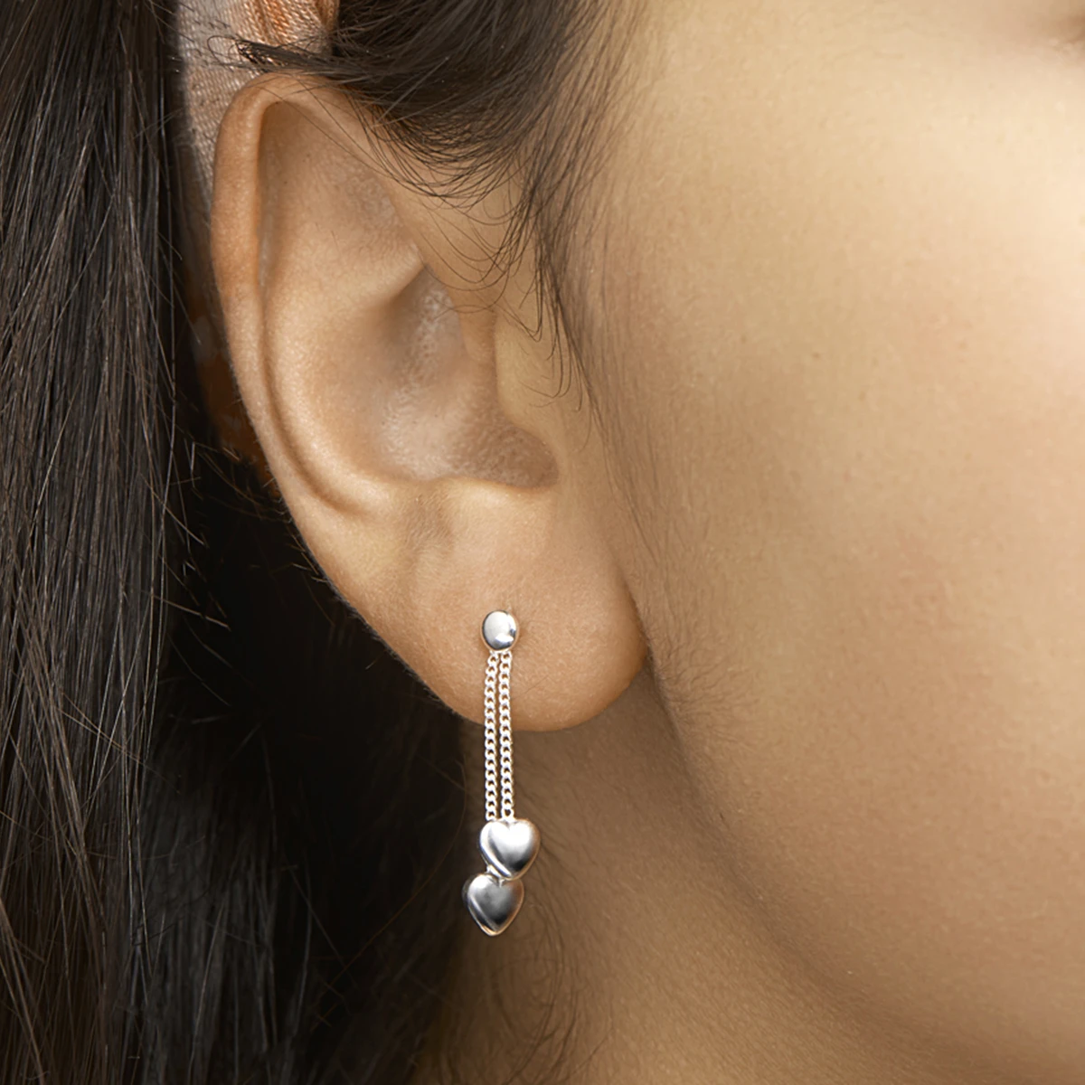 oorhangers hart zilver wit