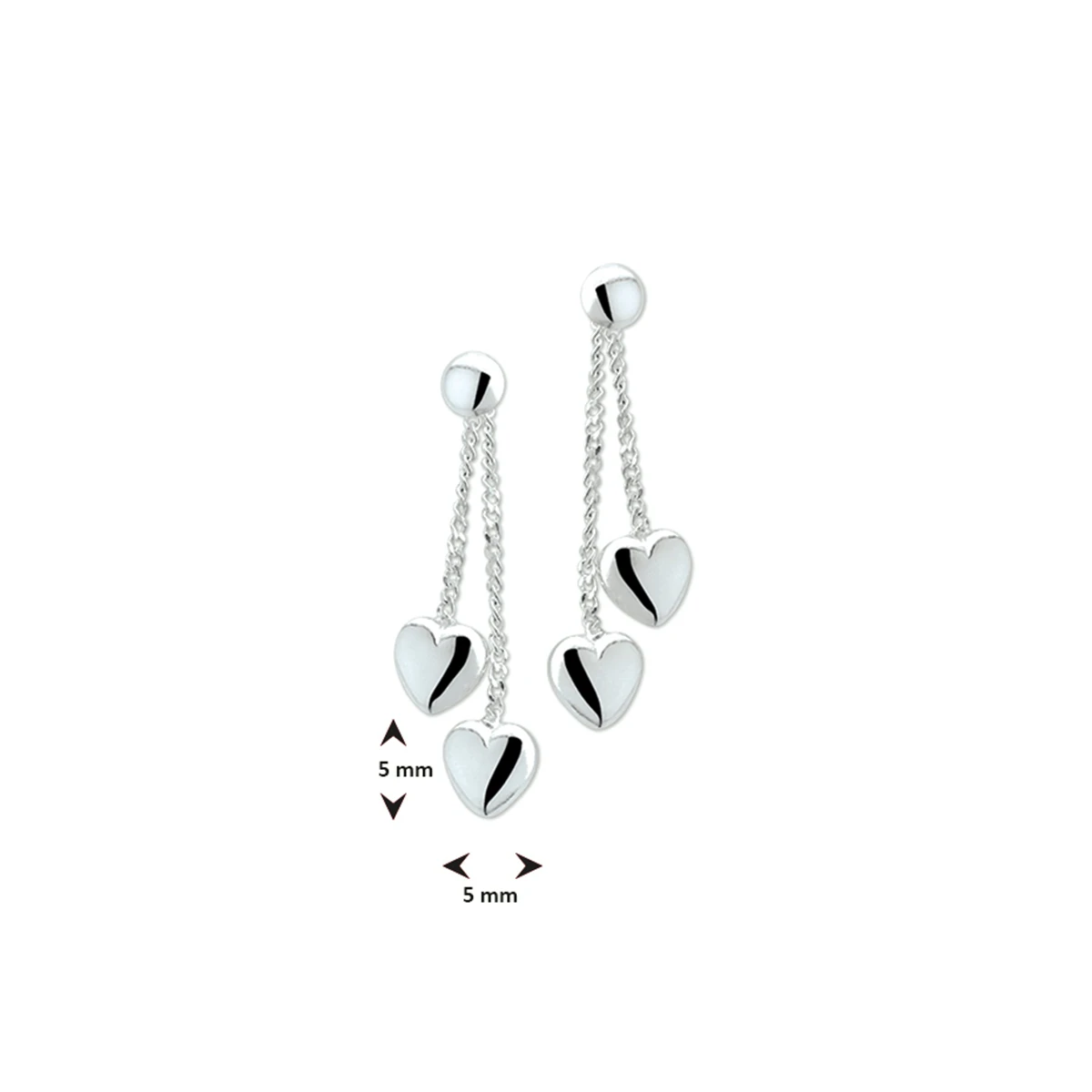 oorhangers hart zilver wit