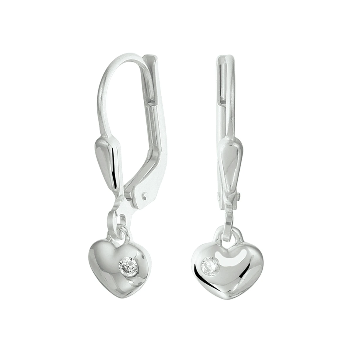 oorhangers hart zirkonia brisur haak zilver gerhodineerd