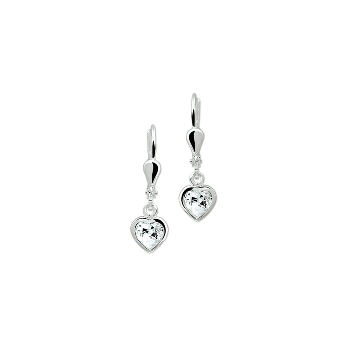 oorhangers hart zirkonia brisur haak zilver wit