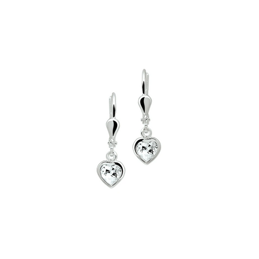oorhangers hart zirkonia brisur haak zilver wit