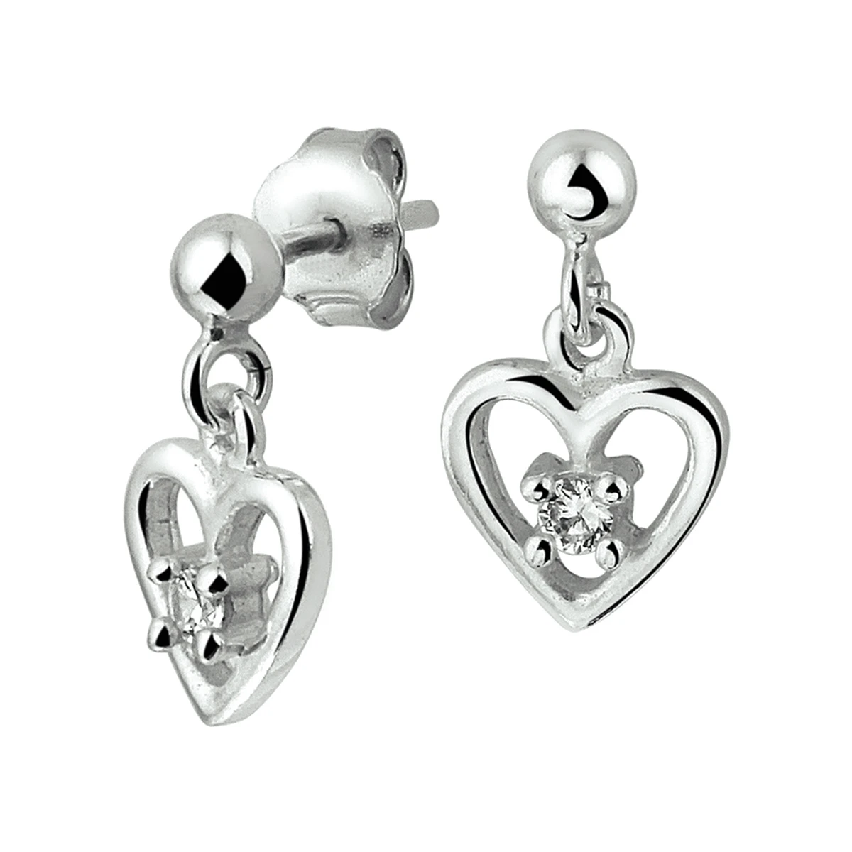 oorhangers hart zirkonia zilver gerhodineerd
