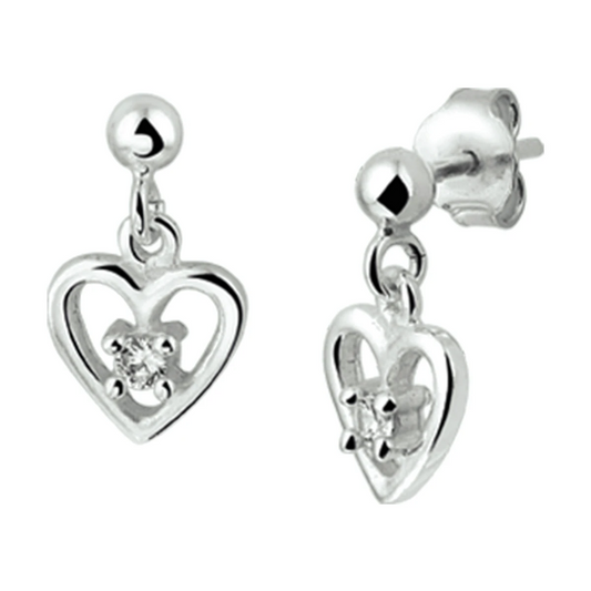 oorhangers hart zirkonia zilver wit