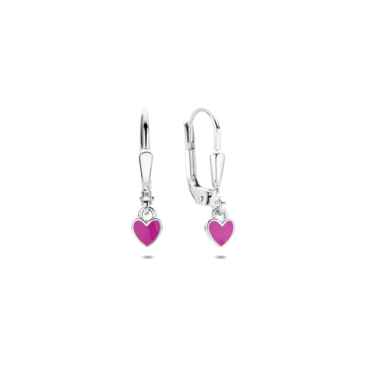 oorhangers hartje emaille brisur haak 18,5 mm zilver gerhodineerd