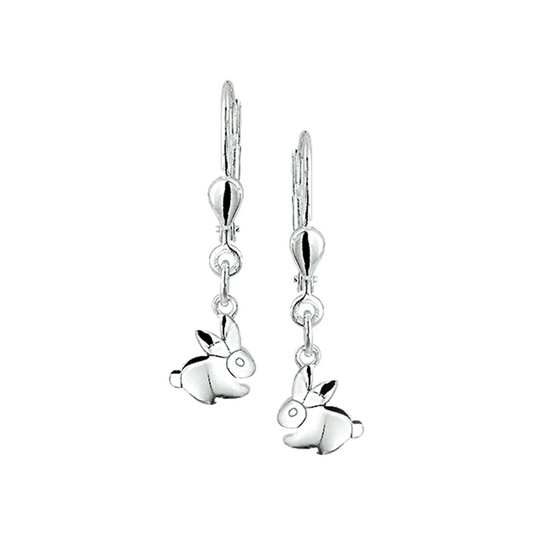 oorhangers konijn brisur haak zilver wit