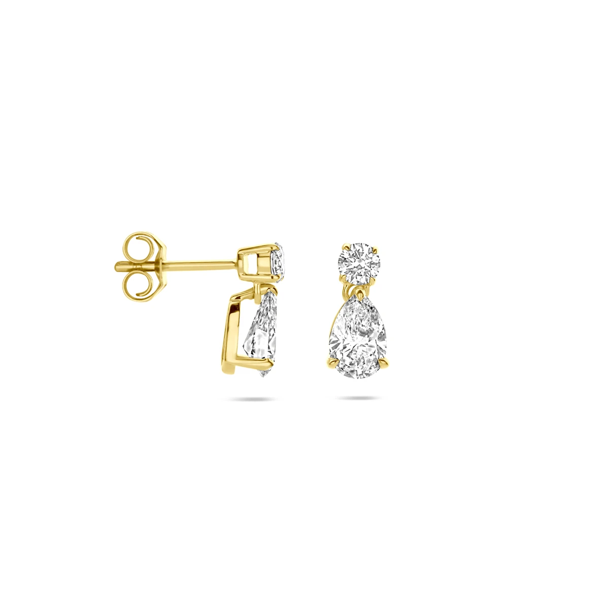 oorhangers lab grown diamant 1.25ct (2x 0.625ct) h si 10 mm 14K geelgoud
