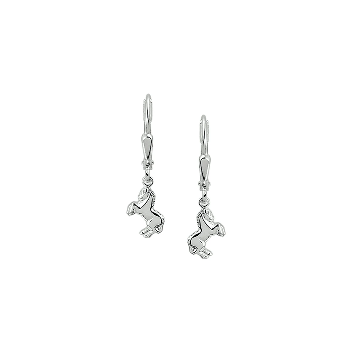 oorhangers paard brisur haak zilver wit