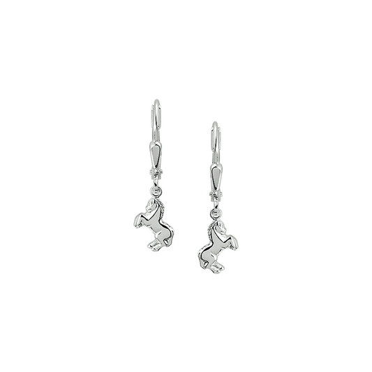 oorhangers paard brisur haak zilver wit