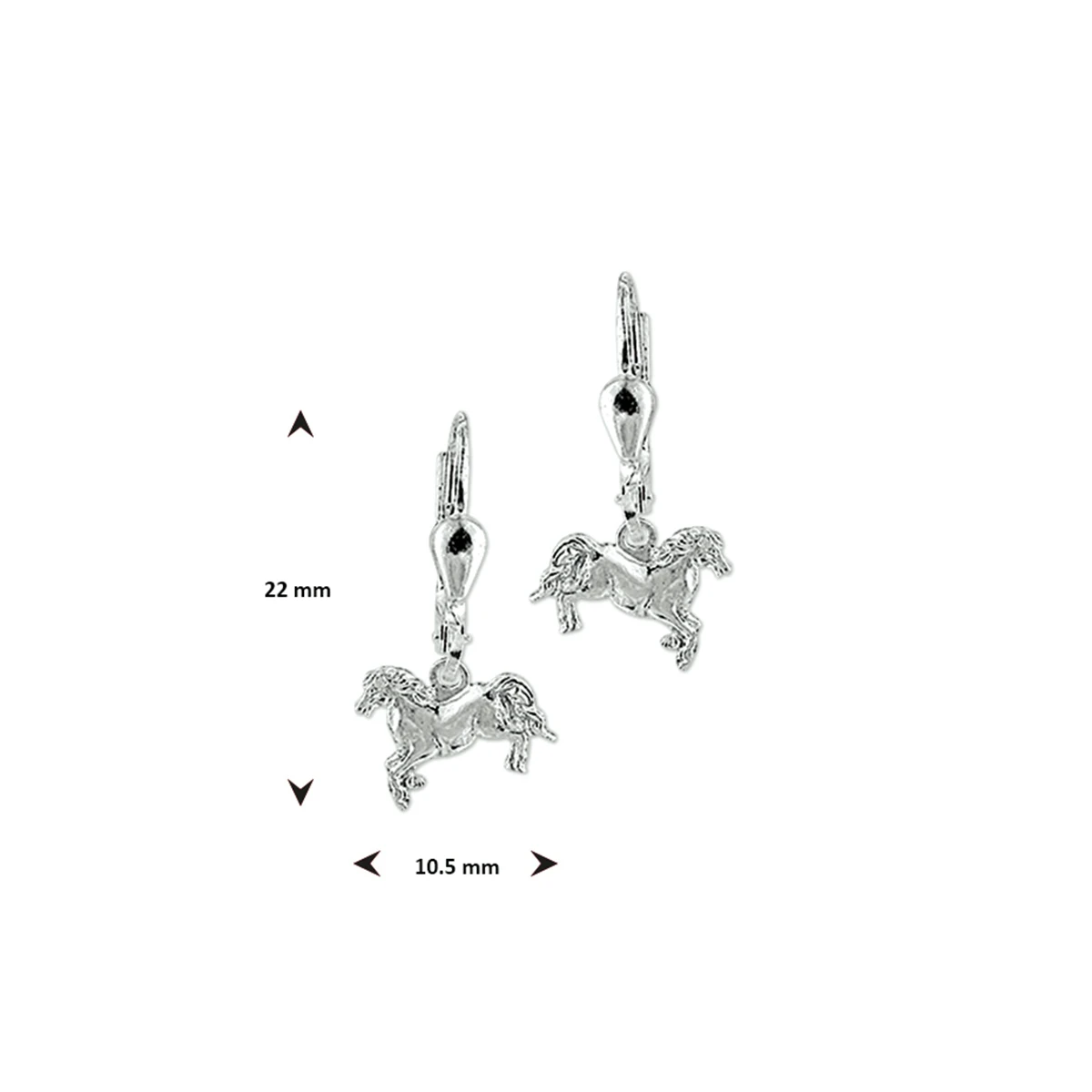 oorhangers paard zilver wit