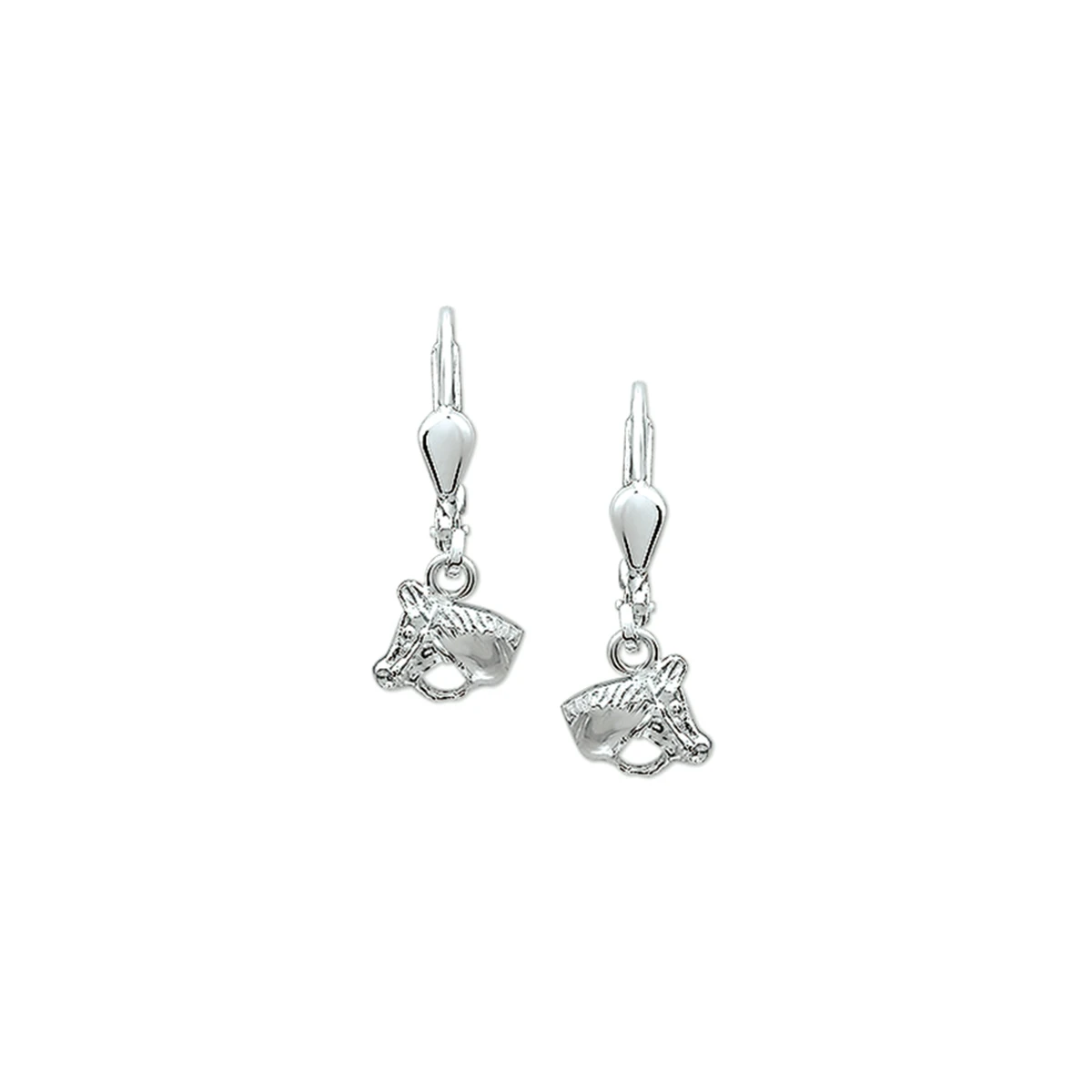 oorhangers paardenhoofd brisur haak zilver wit