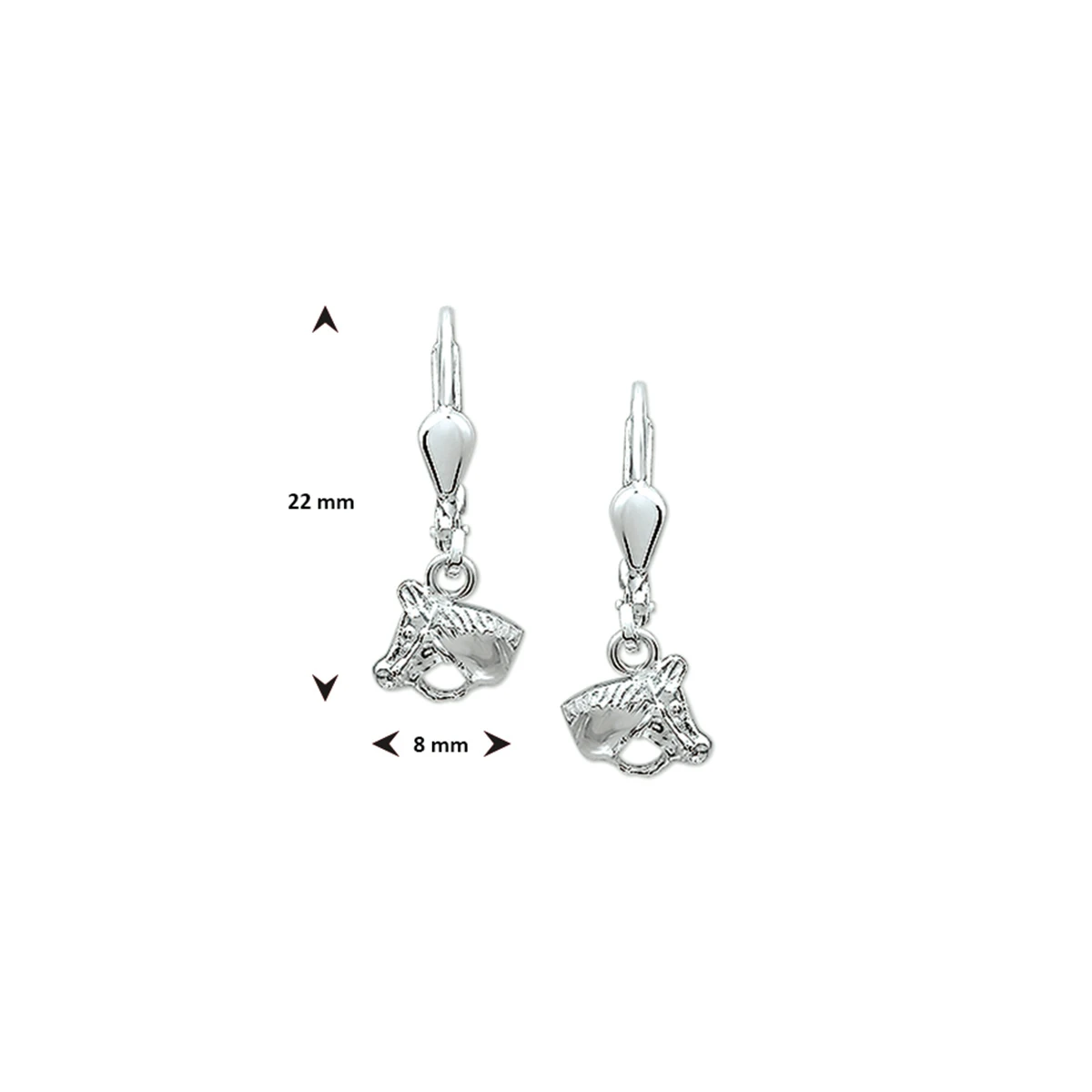 oorhangers paardenhoofd brisur haak zilver wit