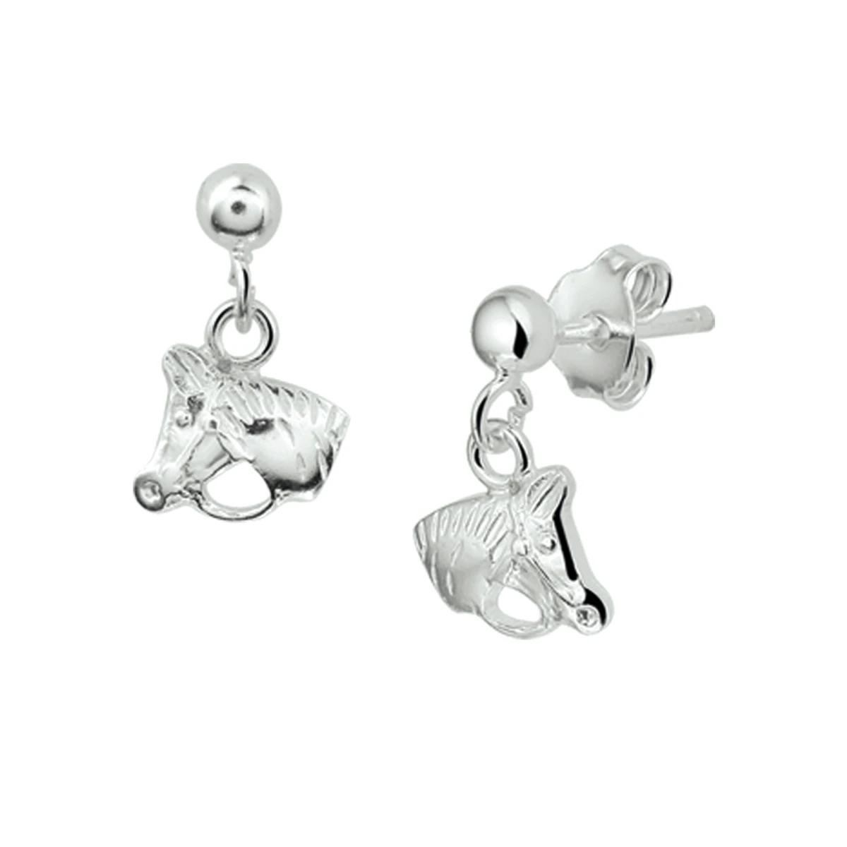 oorhangers paardenhoofd zilver wit