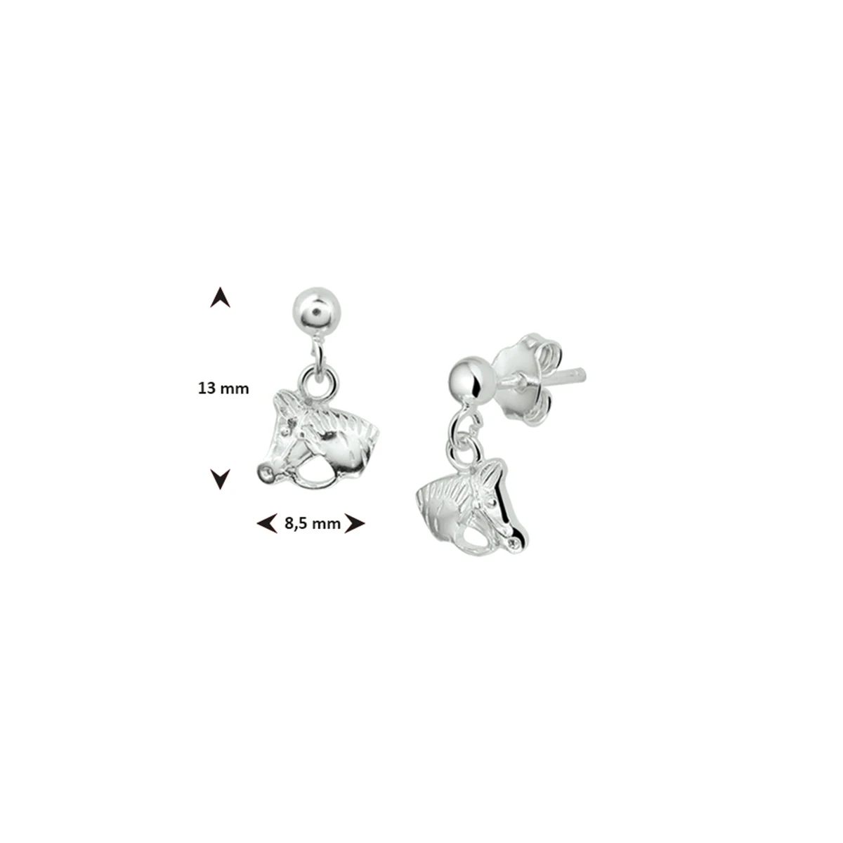 oorhangers paardenhoofd zilver wit
