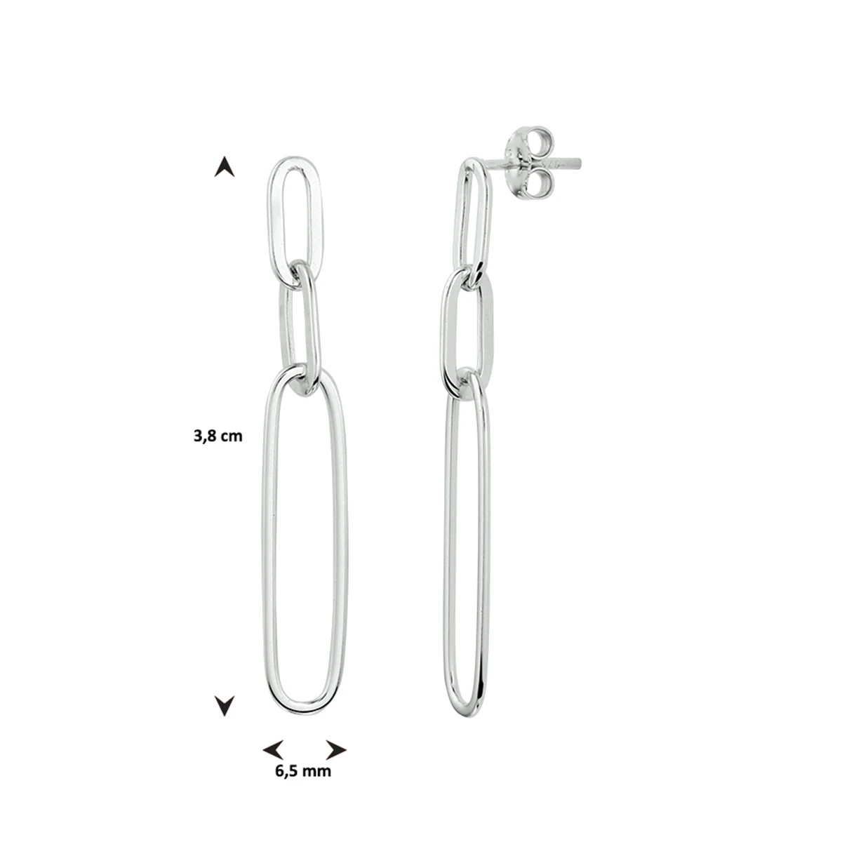 oorhangers paperclip zilver gerhodineerd