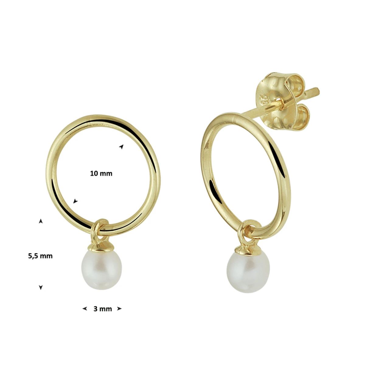 oorhangers parel 14K geelgoud