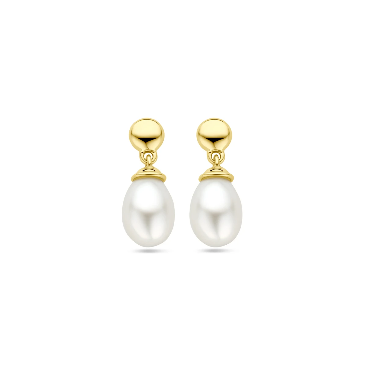oorhangers parel 15 mm 14K geelgoud