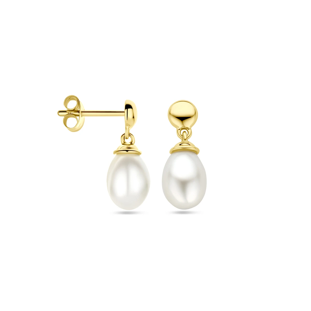 oorhangers parel 15 mm 14K geelgoud