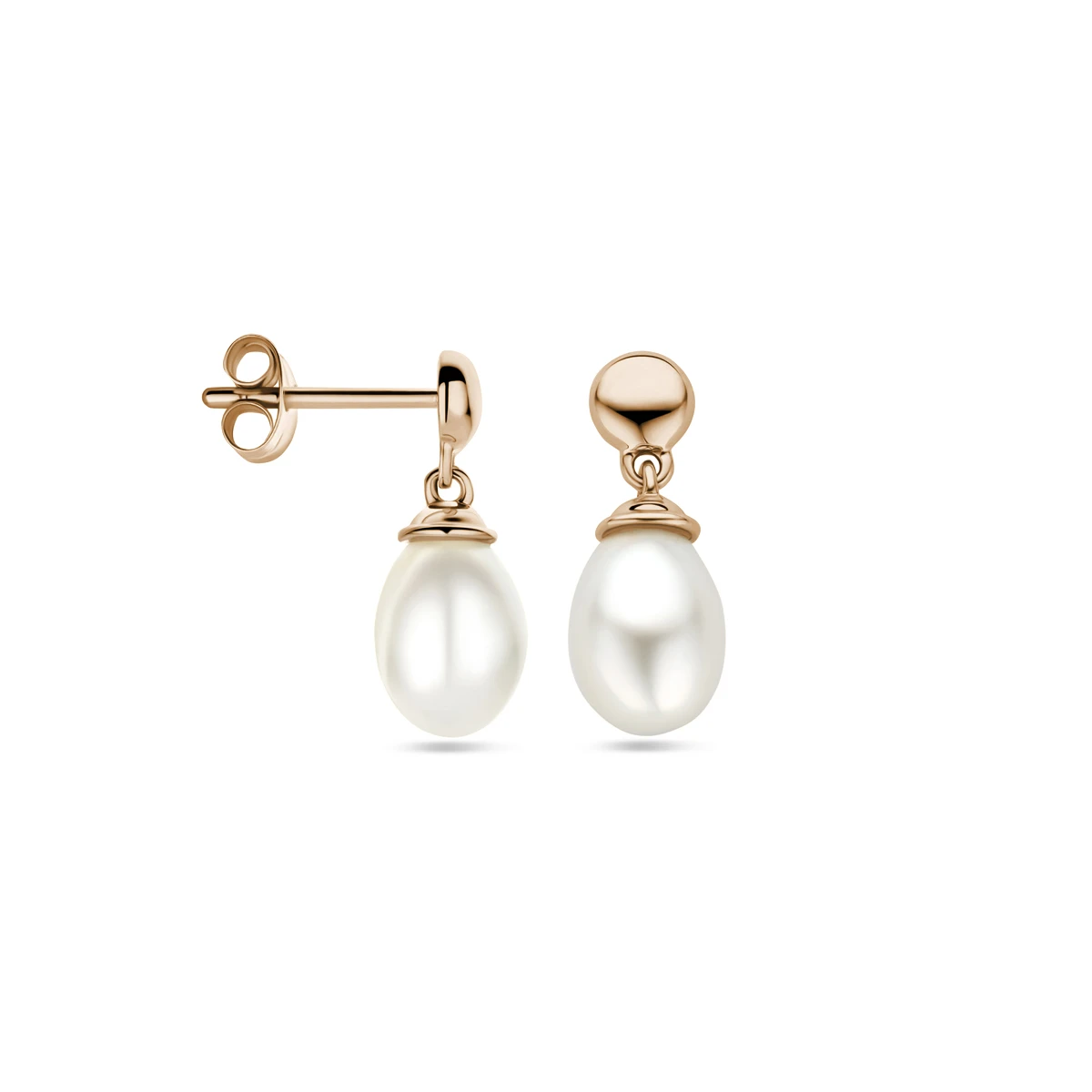 oorhangers parel 15 mm 14K roségoud