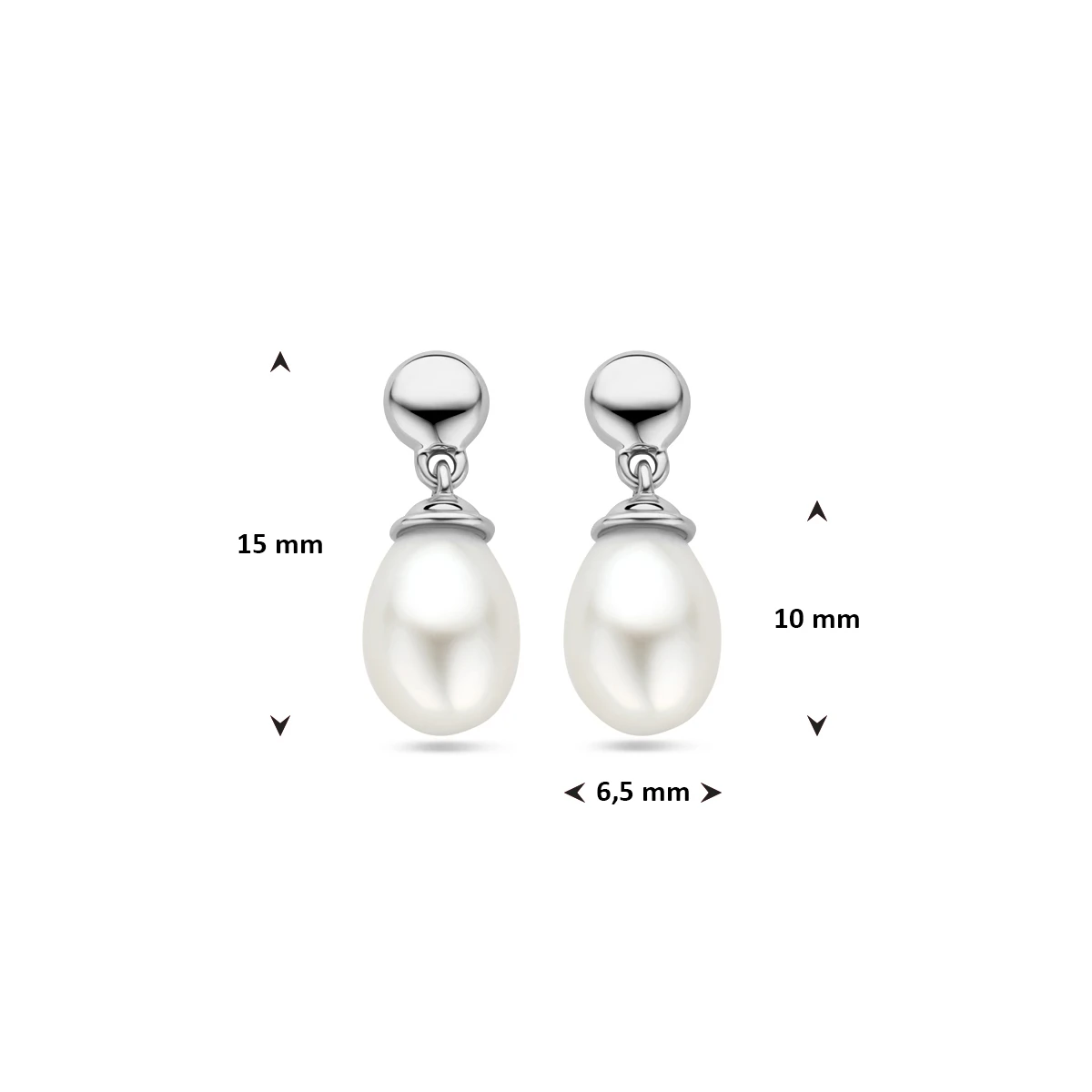 oorhangers parel 15 mm 14K witgoud