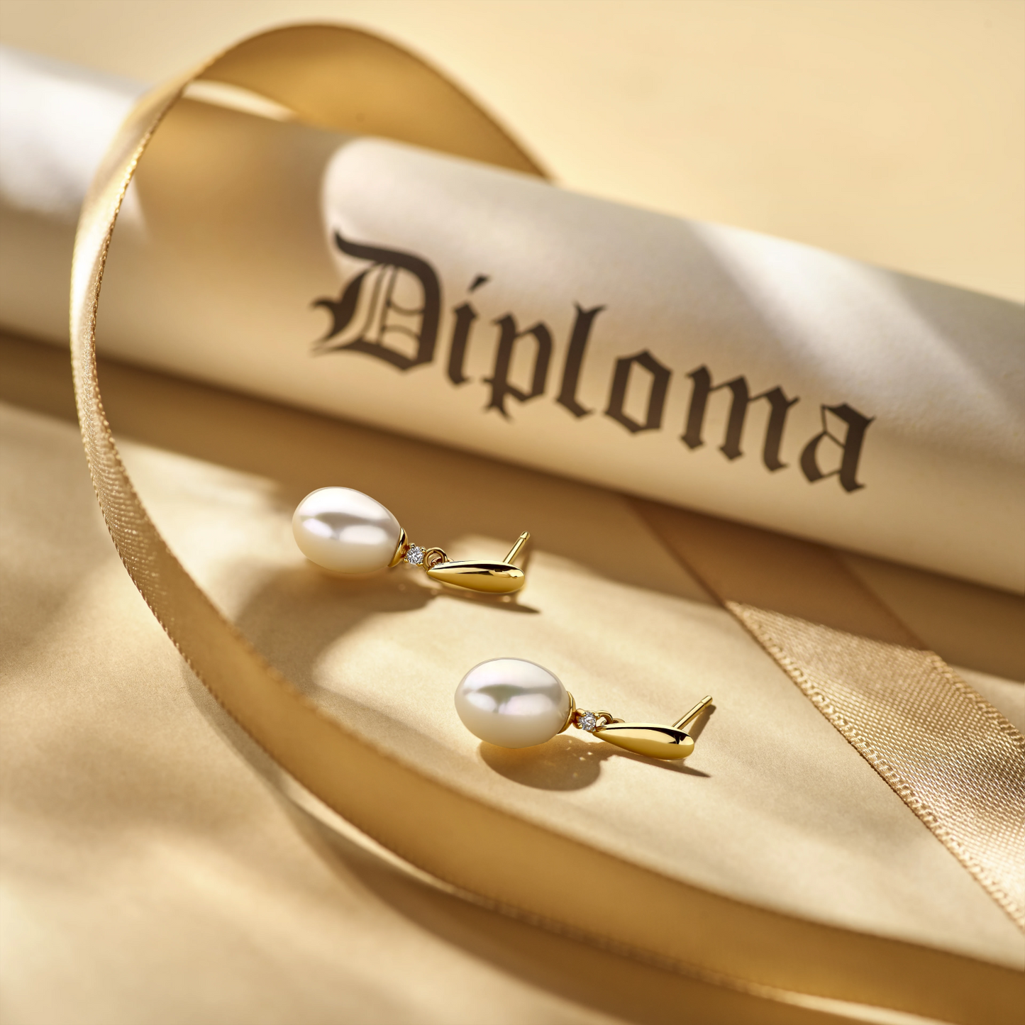 oorhangers parel en zirkonia 19 mm 14K geelgoud