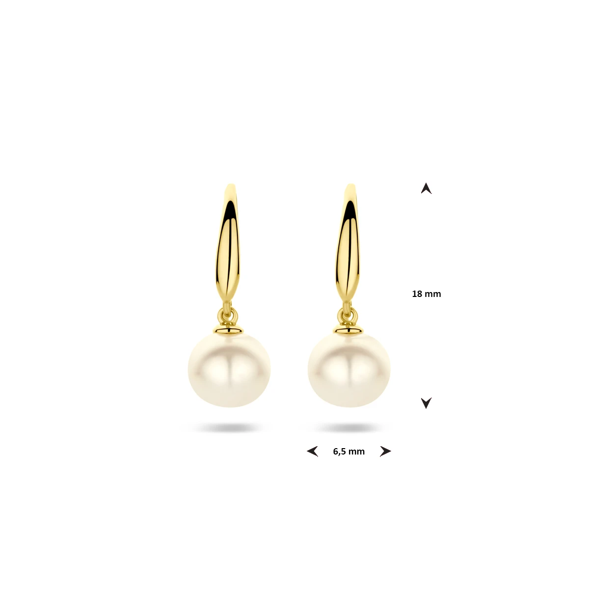 oorhangers parel franse haak 18 mm 14K geelgoud