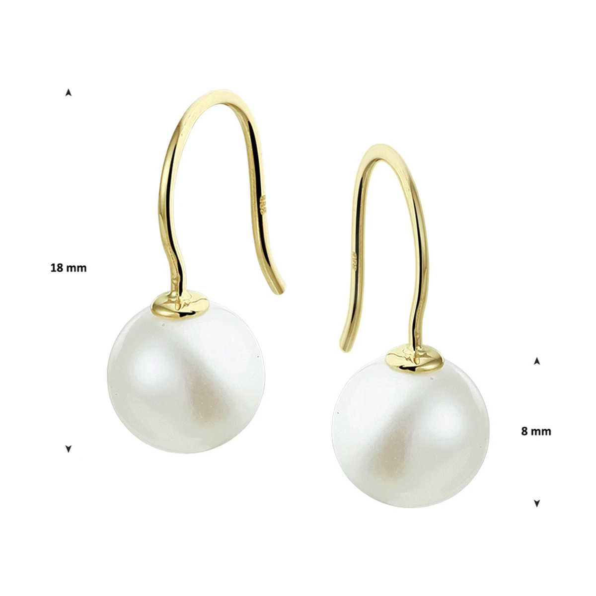 oorhangers parel franse haak 8 mm 14K geelgoud