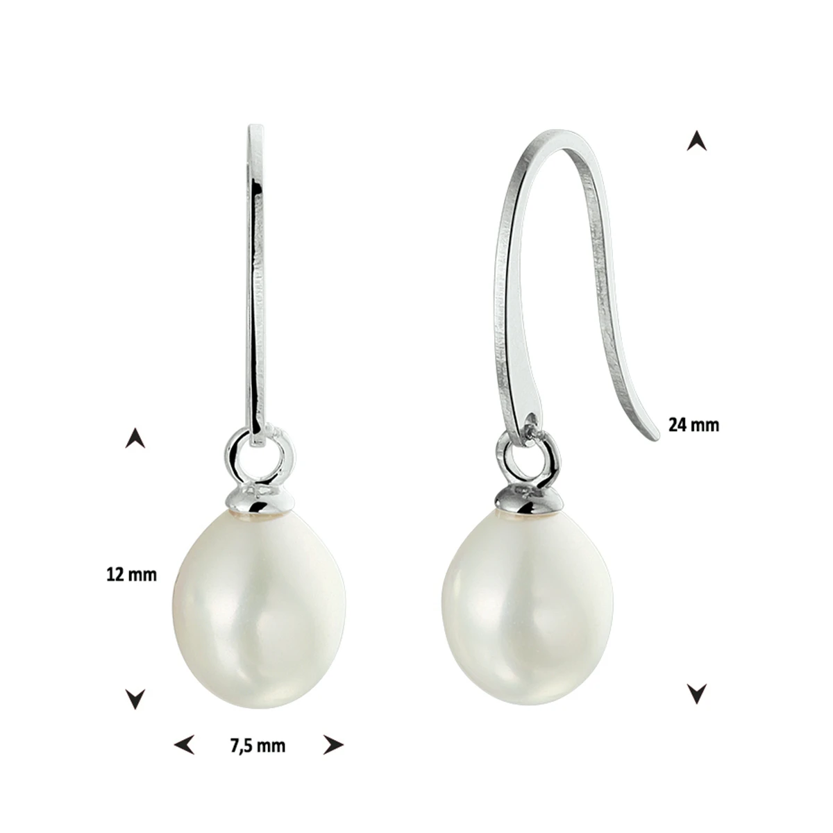 oorhangers parel franse haak zilver gerhodineerd