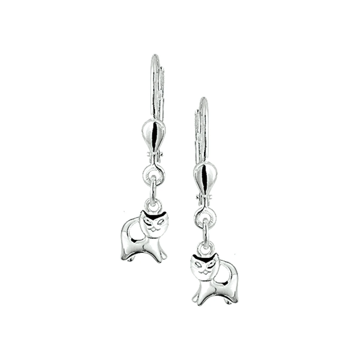 oorhangers poes brisur haak zilver wit