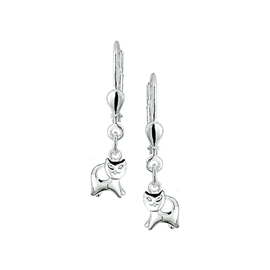 oorhangers poes brisur haak zilver wit