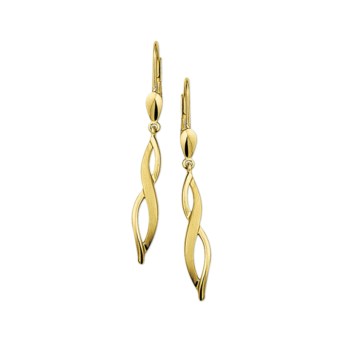 oorhangers poli/mat brisur haak 14K geelgoud