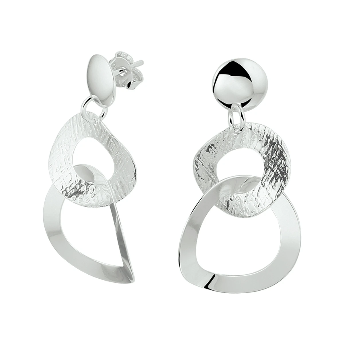 oorhangers rondjes zilver gerhodineerd