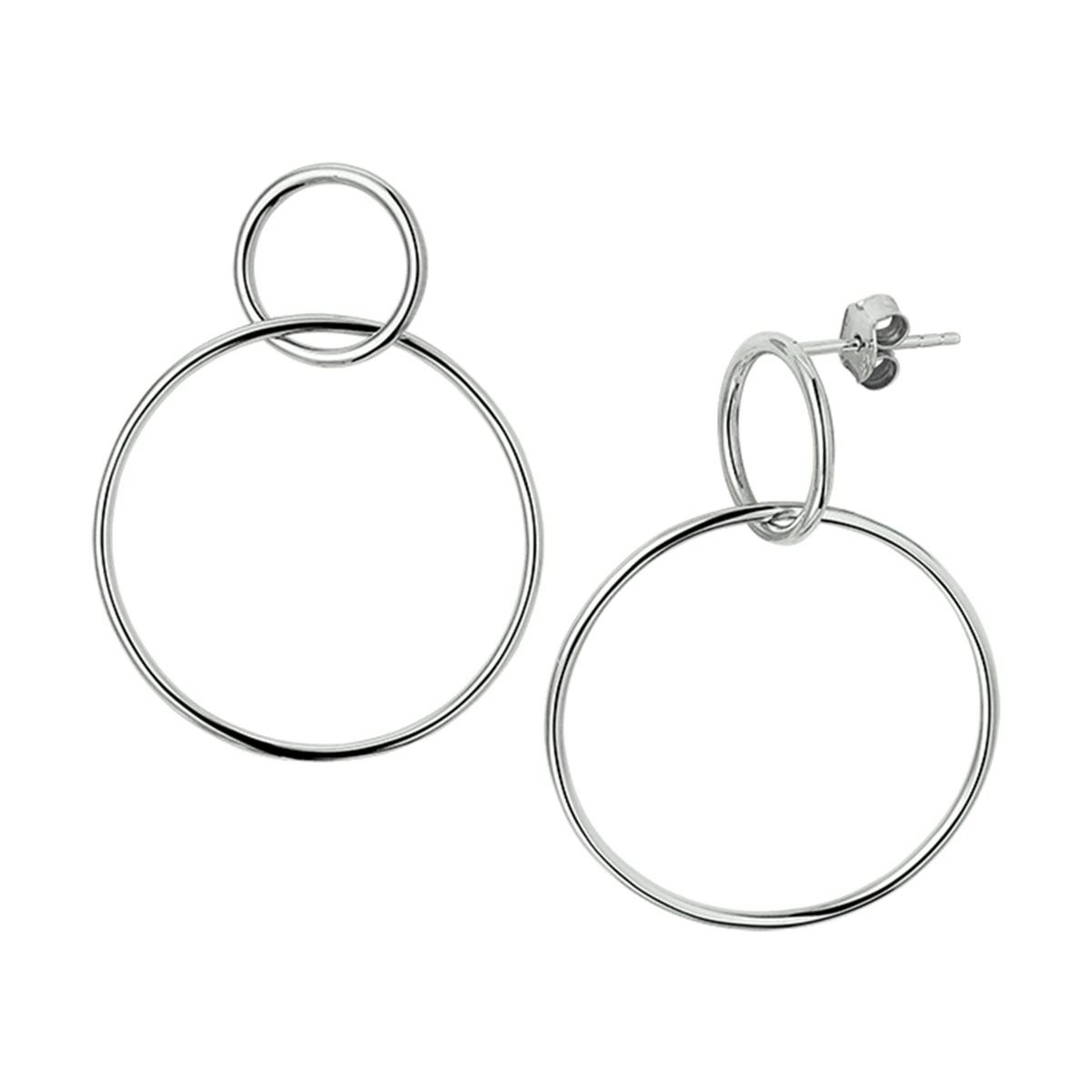 oorhangers rondjes zilver gerhodineerd